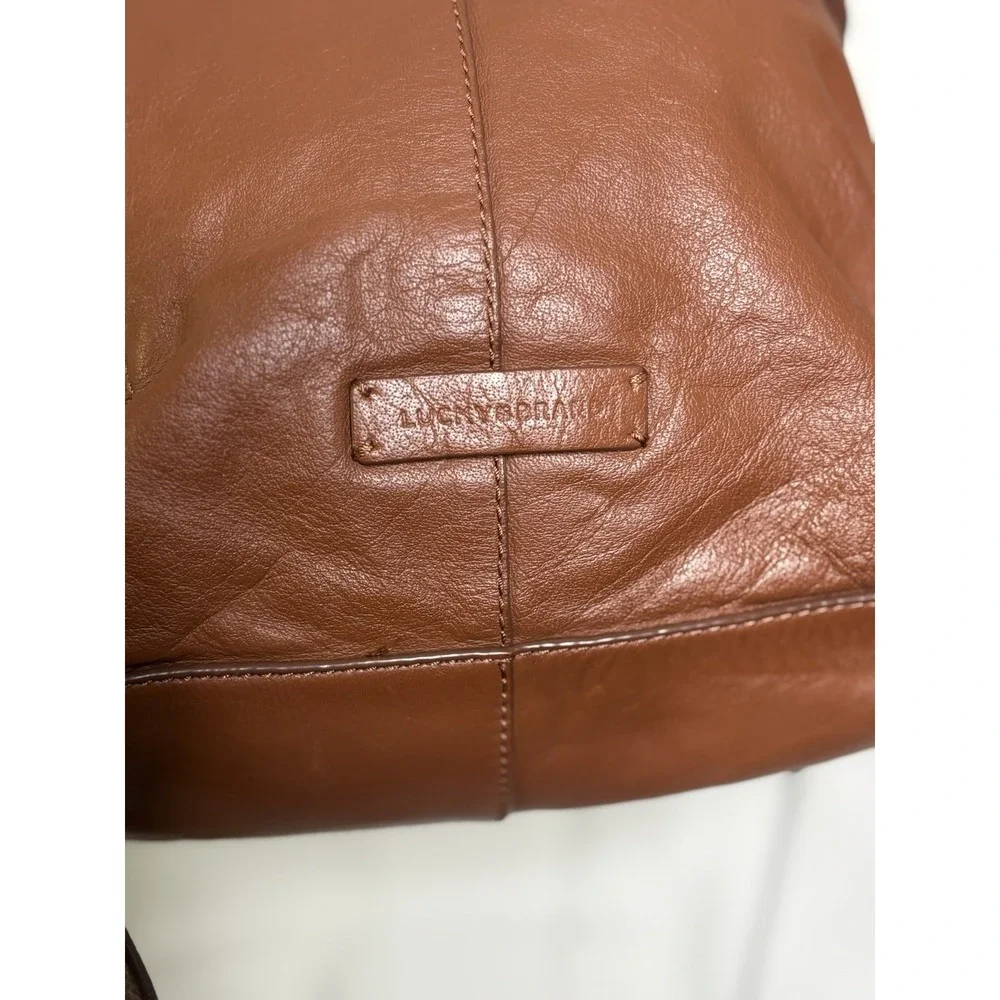 Lucky Brand Leather Brown Cognac Backpack Gold Studded Adjustable‎ Straps